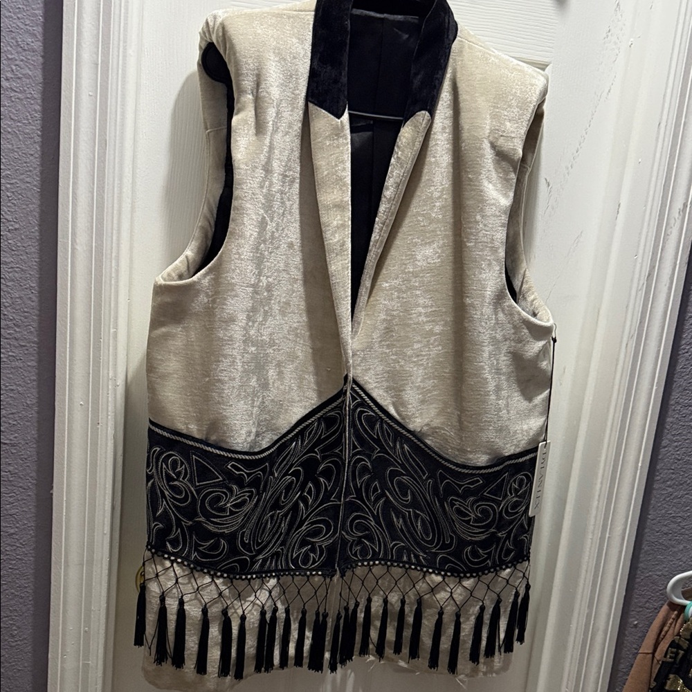 Elegant Beige and Black Women's Vest